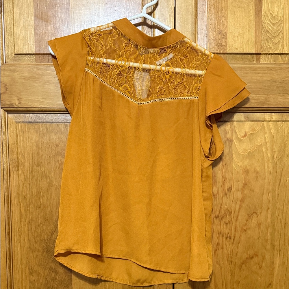 Iris Mustard Lace Accent Blouse